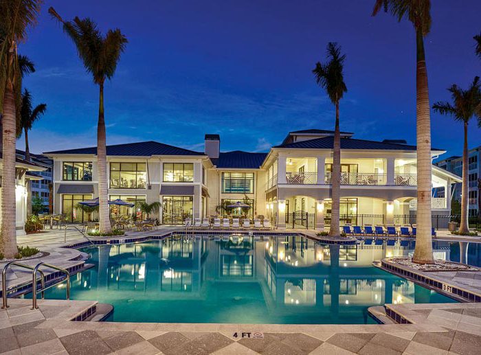 Peridot Palms - Pool at night